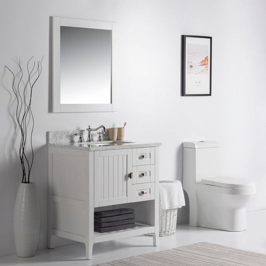 Bellaterra 77616-31-WH-WM 31" Single Vanity - White Marble Top (White)