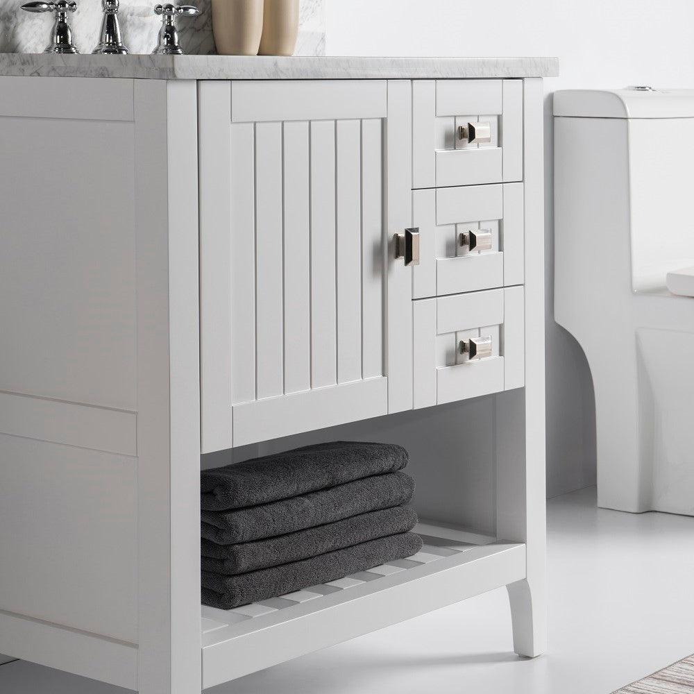 Bellaterra 77616-31-WH-WM 31" Single Vanity - White Marble Top (White)