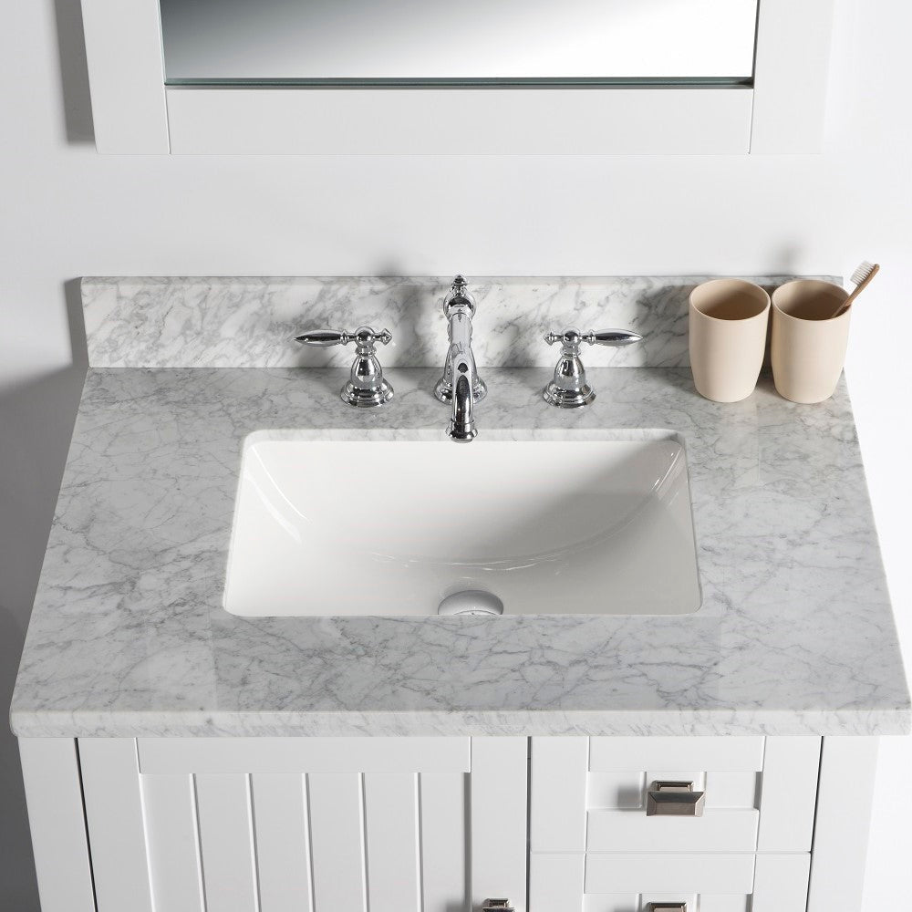 Bellaterra 77616-31-WH-WM 31" Single Vanity - White Marble Top (White)