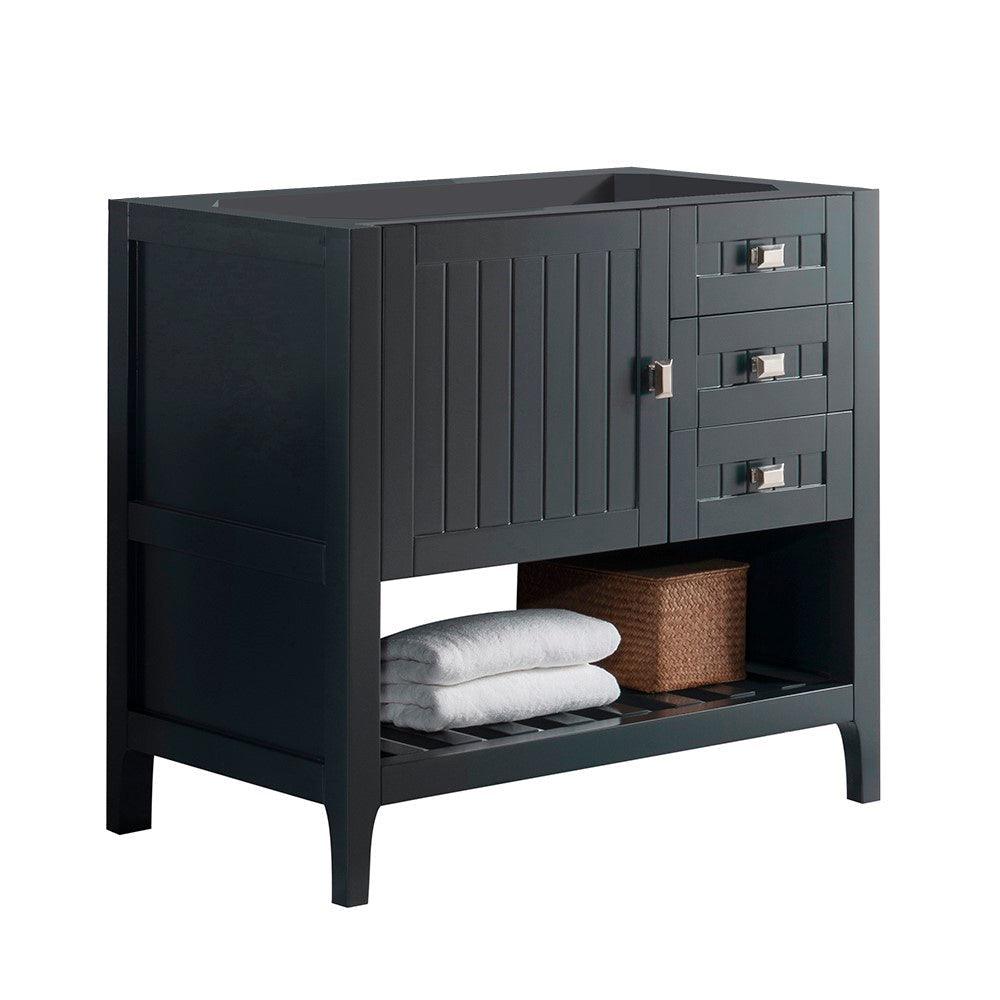 Bellaterra 77616-36-DG-WH 36" Double Vanity - Cabinet Only - Dark Gray, Front