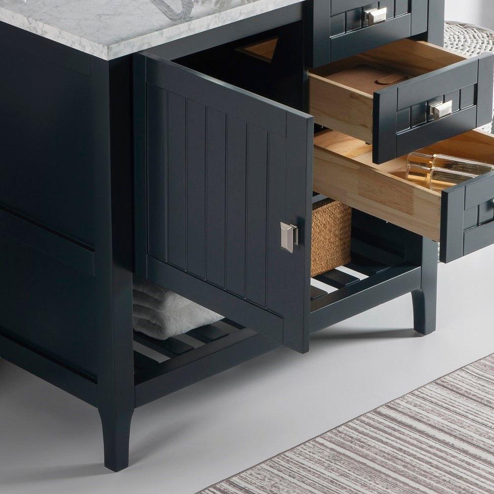 Bellaterra 77616-36-DG-WH 36" Double Vanity - Cabinet Only - Dark Gray, Front, Open Door and drawers