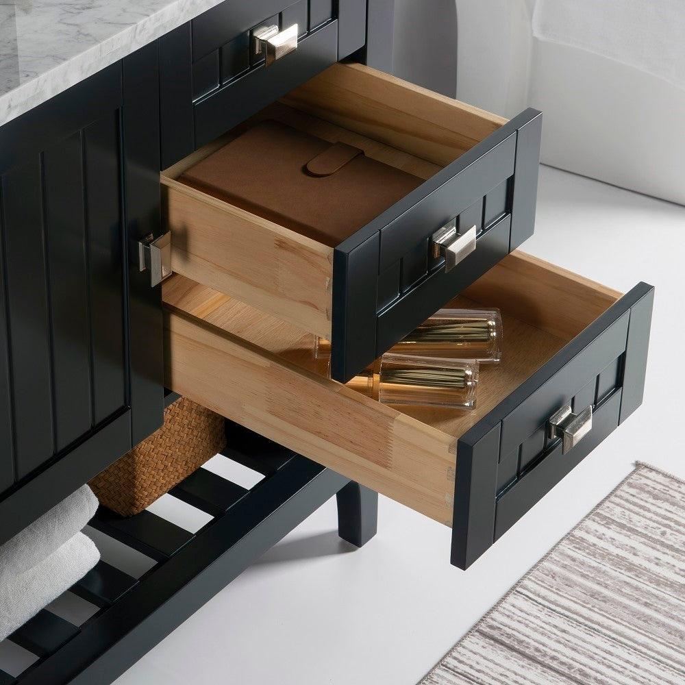 Bellaterra 77616-36-DG-WH 36" Double Vanity - Cabinet Only - Dark Gray, Drawer