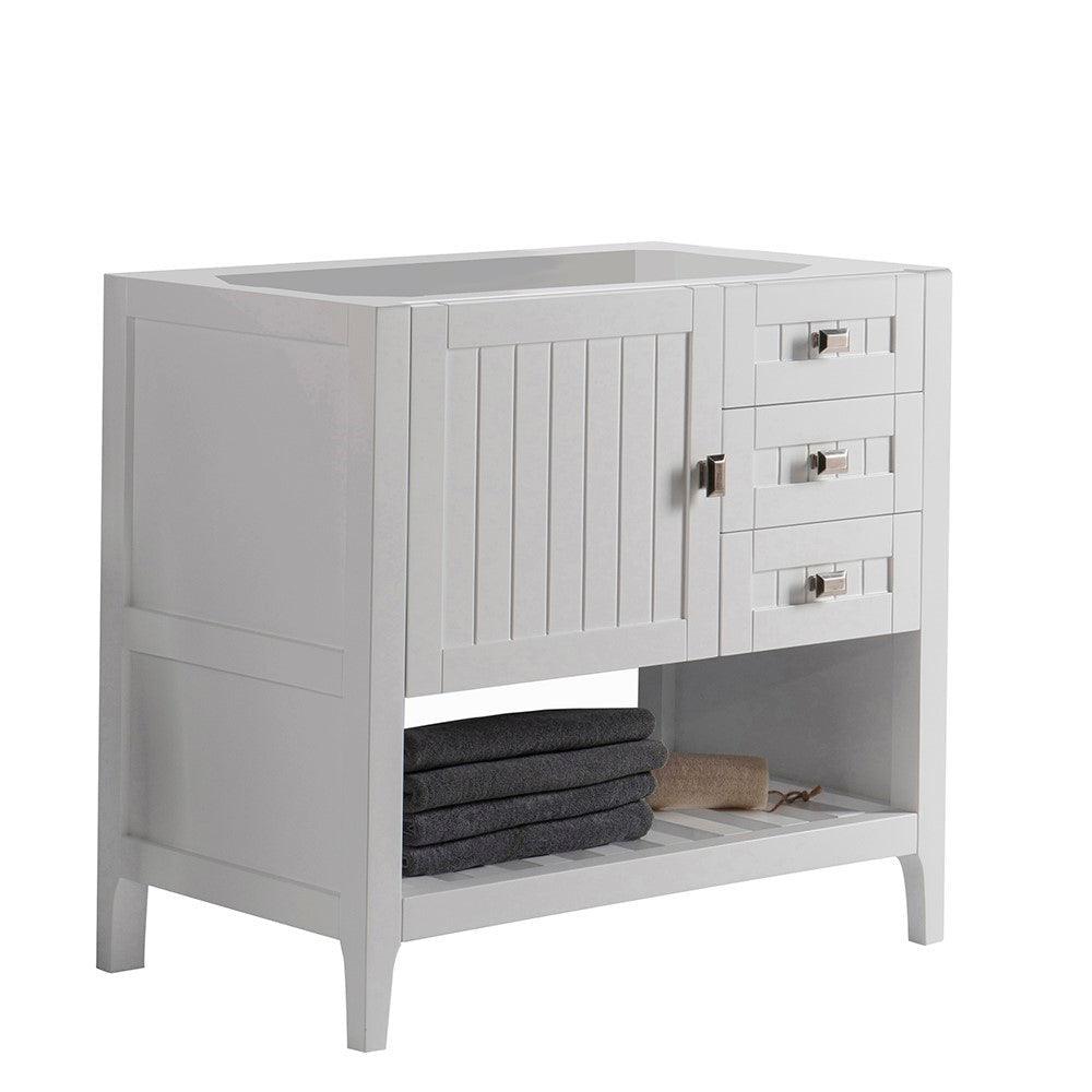 Bellaterra 77616-36-DG-WH 36" Double Vanity - Cabinet Only - White, Front
