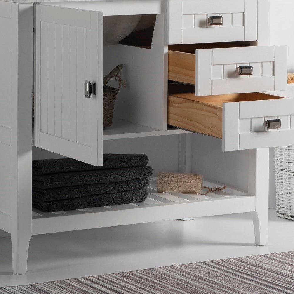 Bellaterra 77616-36-DG-WH 36" Double Vanity - Cabinet Only - White, Front, Open doors and drawers