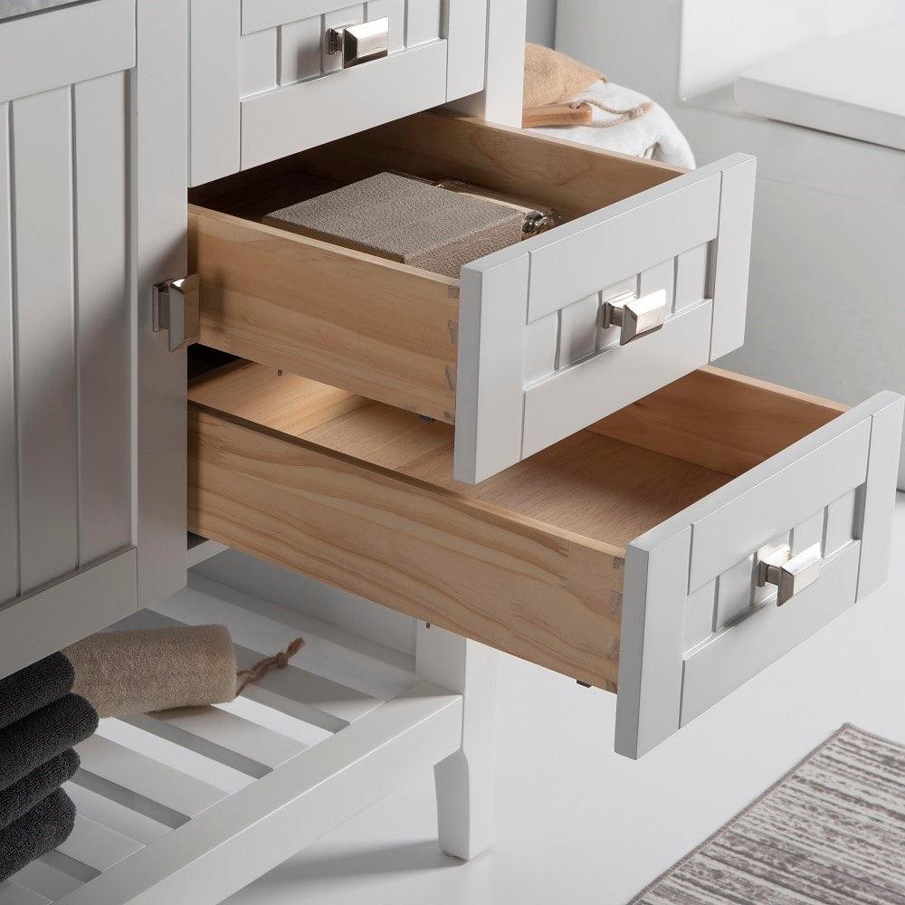 Bellaterra 77616-36-DG-WH 36" Double Vanity - Cabinet Only - White, Drawers