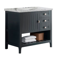 Load image into Gallery viewer, Bellaterra 37&quot; Double Vanity - White Marble Top 77616-37-DG-WM-WH, Dark Gray, Front