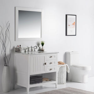 Bellaterra 37" Double Vanity - White Marble Top 77616-37-DG-WM-WH, White, Front