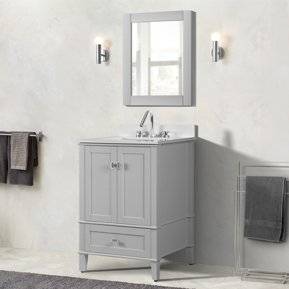 Bellaterra 25" Wood Single Vanity with Quartz Top 800631-25-LG (Gray)