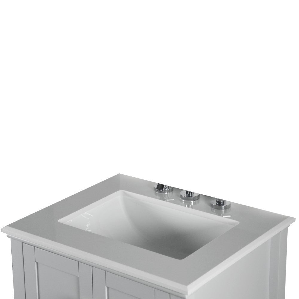 Bellaterra 25" Wood Single Vanity with Quartz Top 800631-25-LG (Gray)