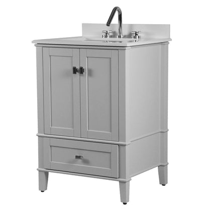 Bellaterra 25" Wood Single Vanity with Quartz Top 800631-25-LG (Gray)