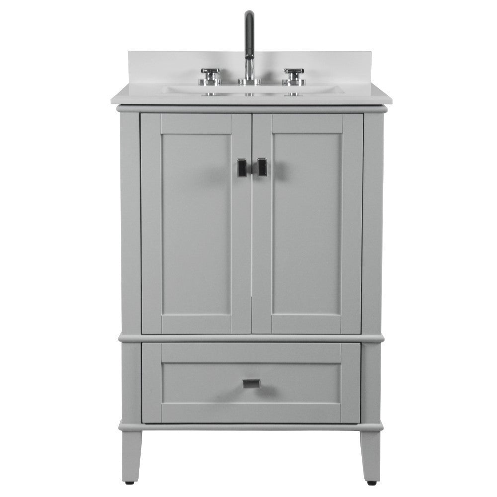 Bellaterra 25" Wood Single Vanity with Quartz Top 800631-25-LG (Gray)