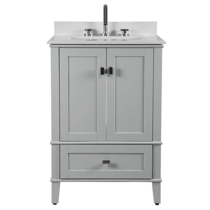 Bellaterra 25" Wood Single Vanity with Quartz Top 800631-25-LG (Gray)