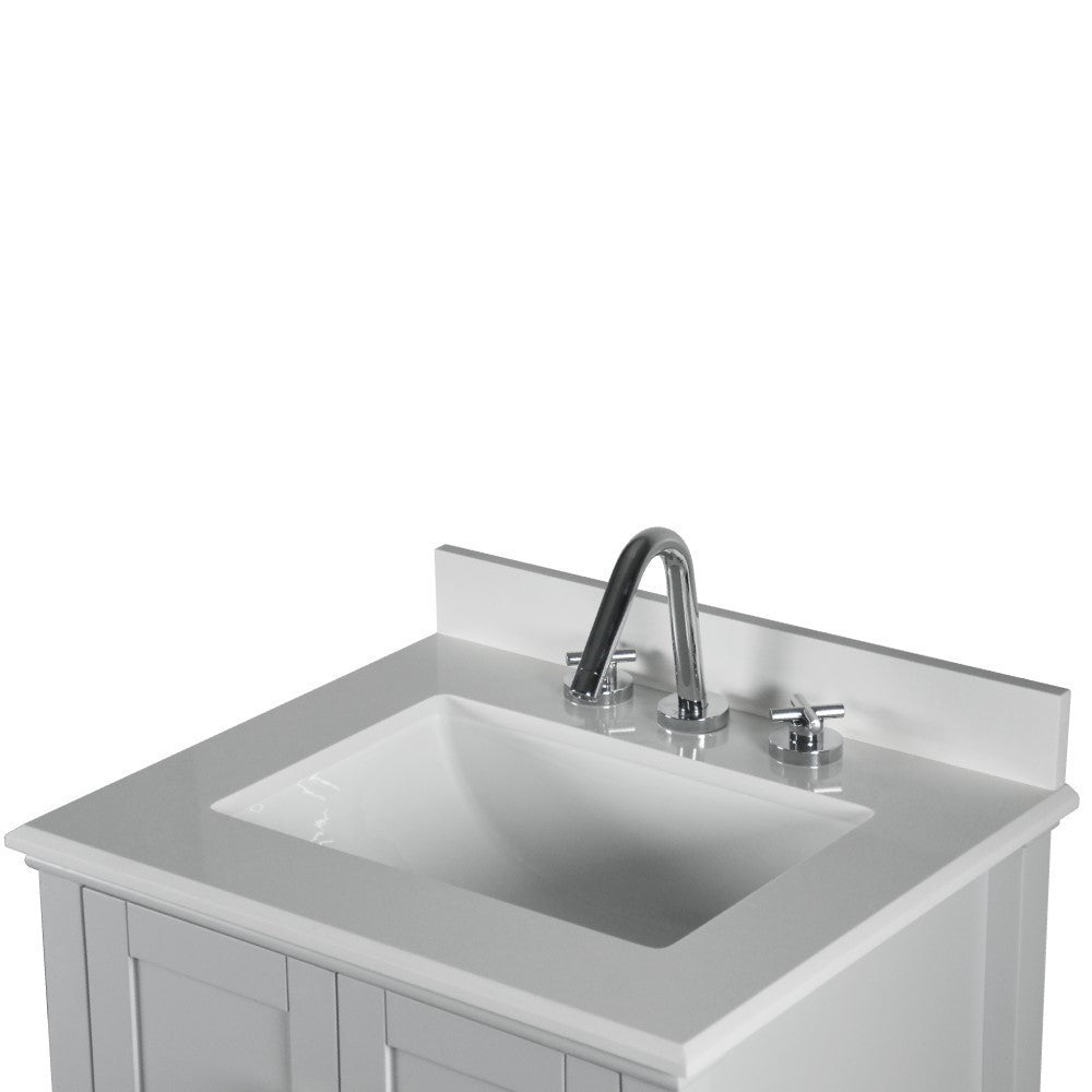 Bellaterra 25" Wood Single Vanity with Quartz Top 800631-25-LG (Gray)