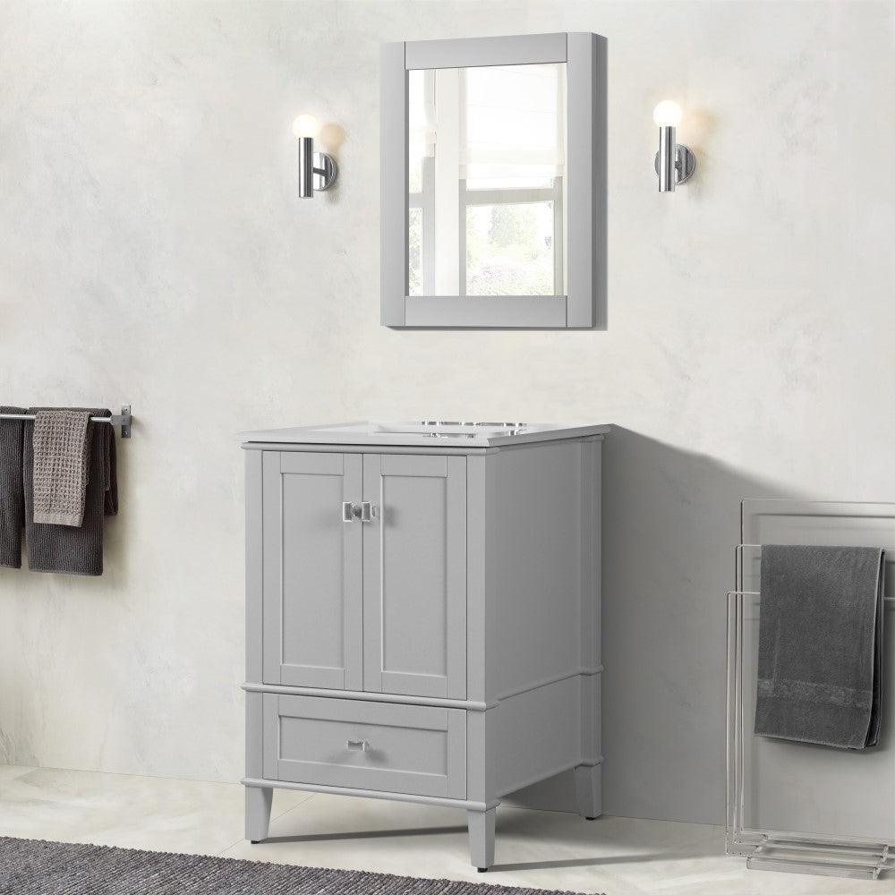 Bellaterra 25" Wood Single Vanity with Quartz Top 800631-25-LG (Gray)