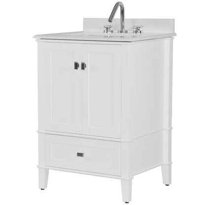 Bellaterra 25" Wood Single Vanity with Quartz Top 800631-25-WH (White)