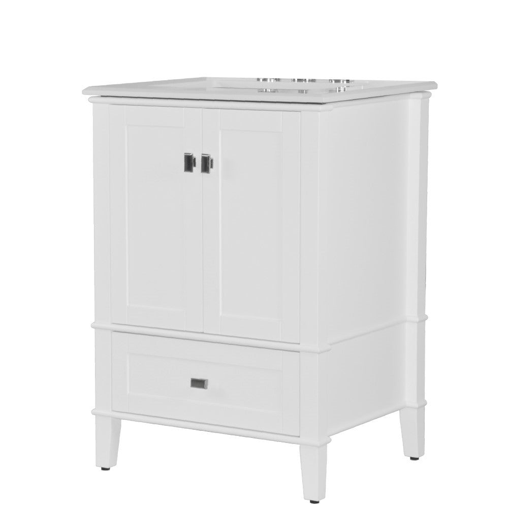 Bellaterra 25" Wood Single Vanity with Quartz Top 800631-25-WH (White)