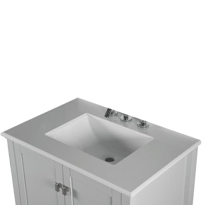 Bellaterra 800631-31-LG 31" Wood Single Vanity with Quartz Top (Gray)