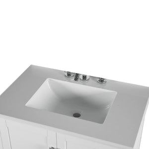 Bellaterra 800631-31-WH 31" Wood Single Vanity with Quartz Top (White)