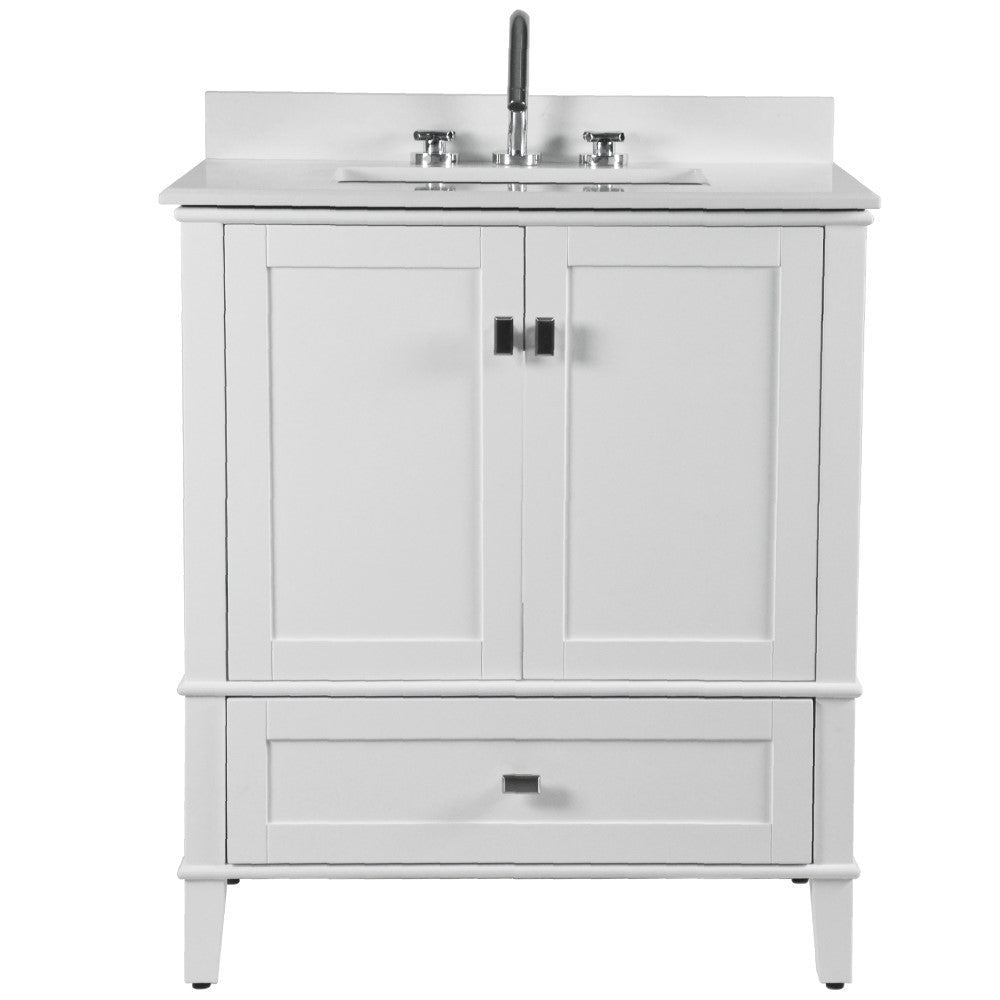 Bellaterra 800631-31-WH 31" Wood Single Vanity with Quartz Top (White)