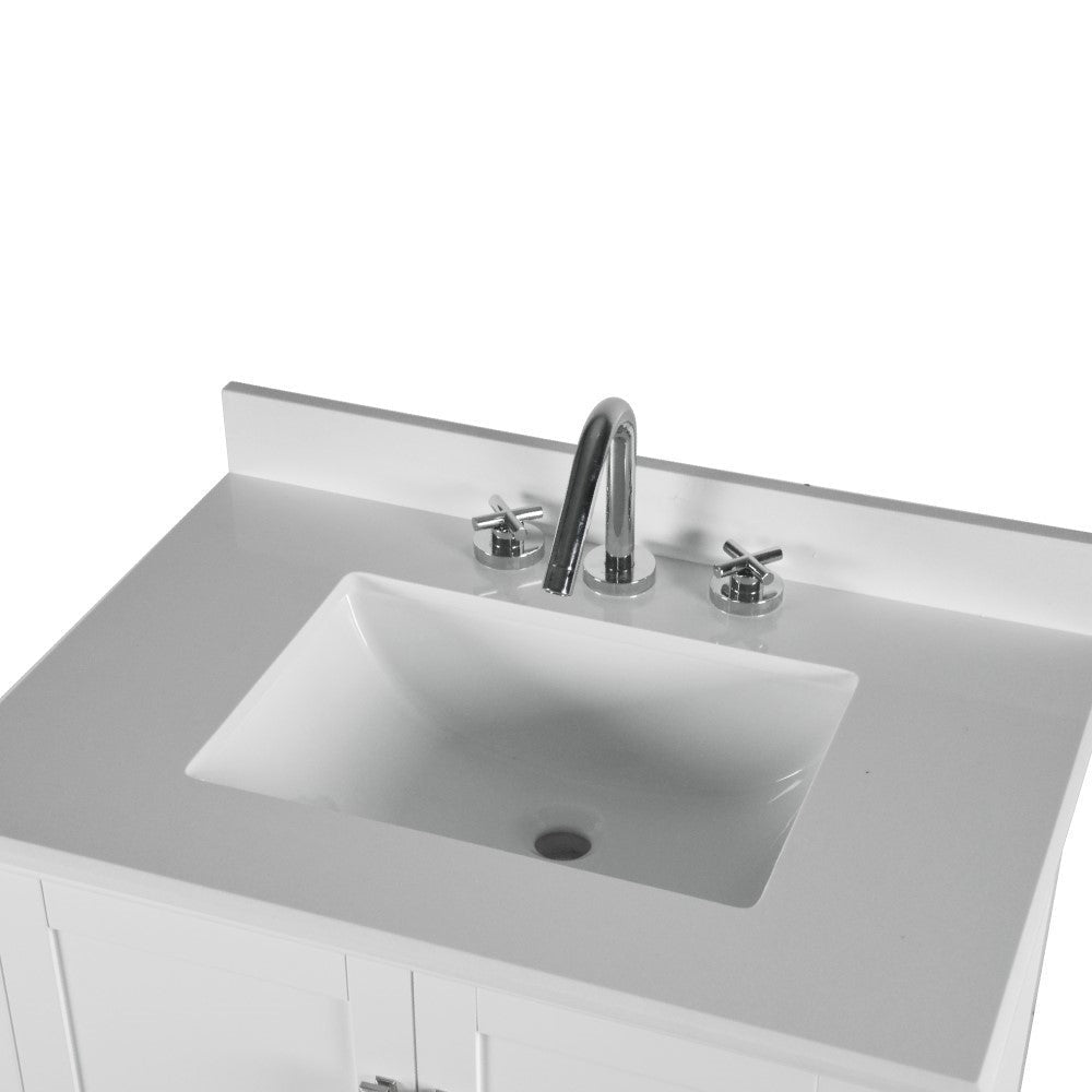 Bellaterra 800631-31-WH 31" Wood Single Vanity with Quartz Top (White)