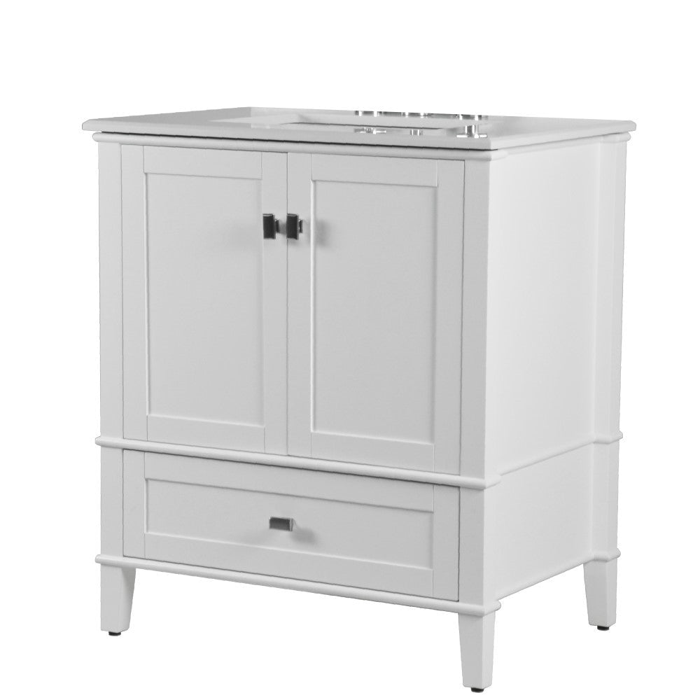 Bellaterra 800631-31-WH 31" Wood Single Vanity with Quartz Top (White)