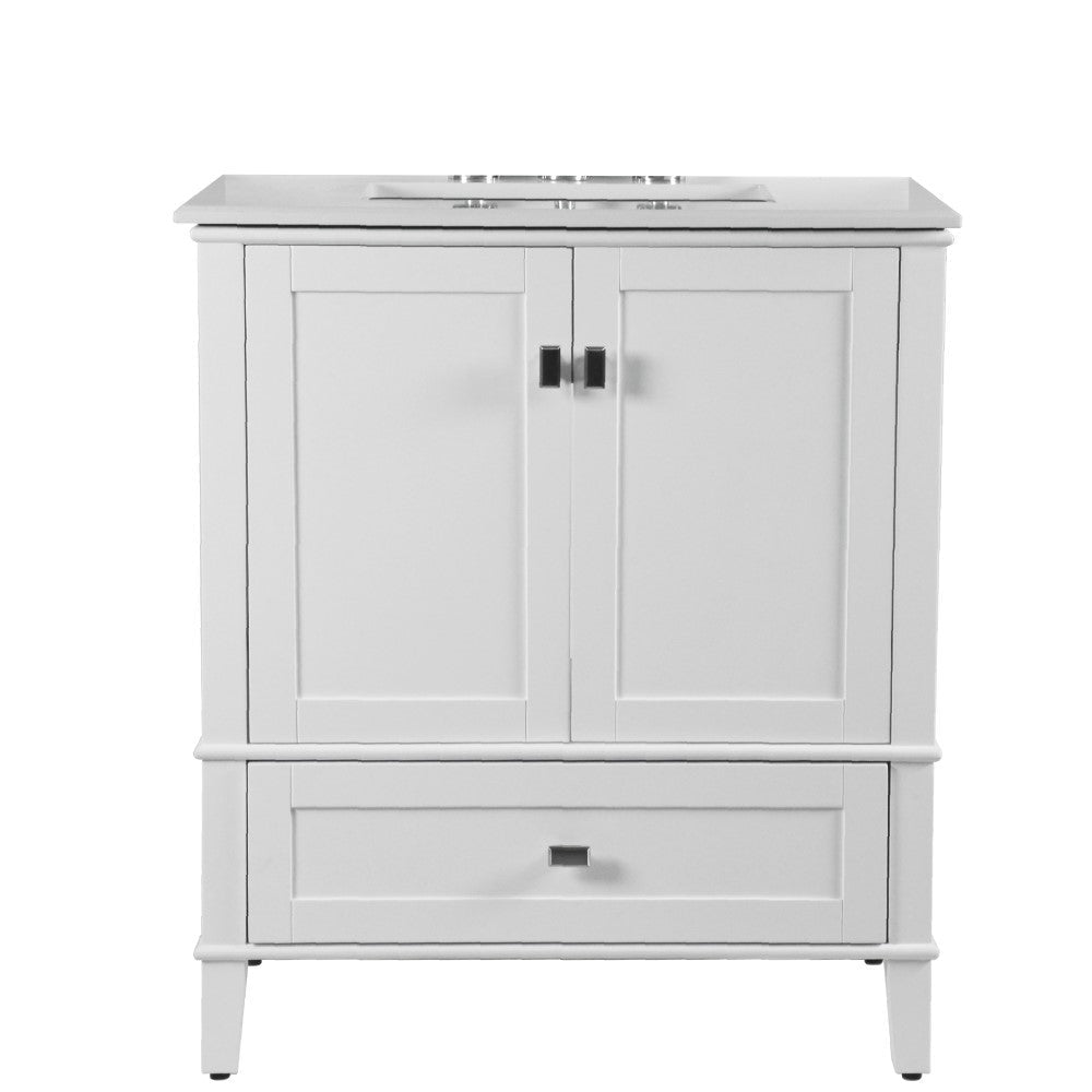 Bellaterra 800631-31-WH 31" Wood Single Vanity with Quartz Top (White)