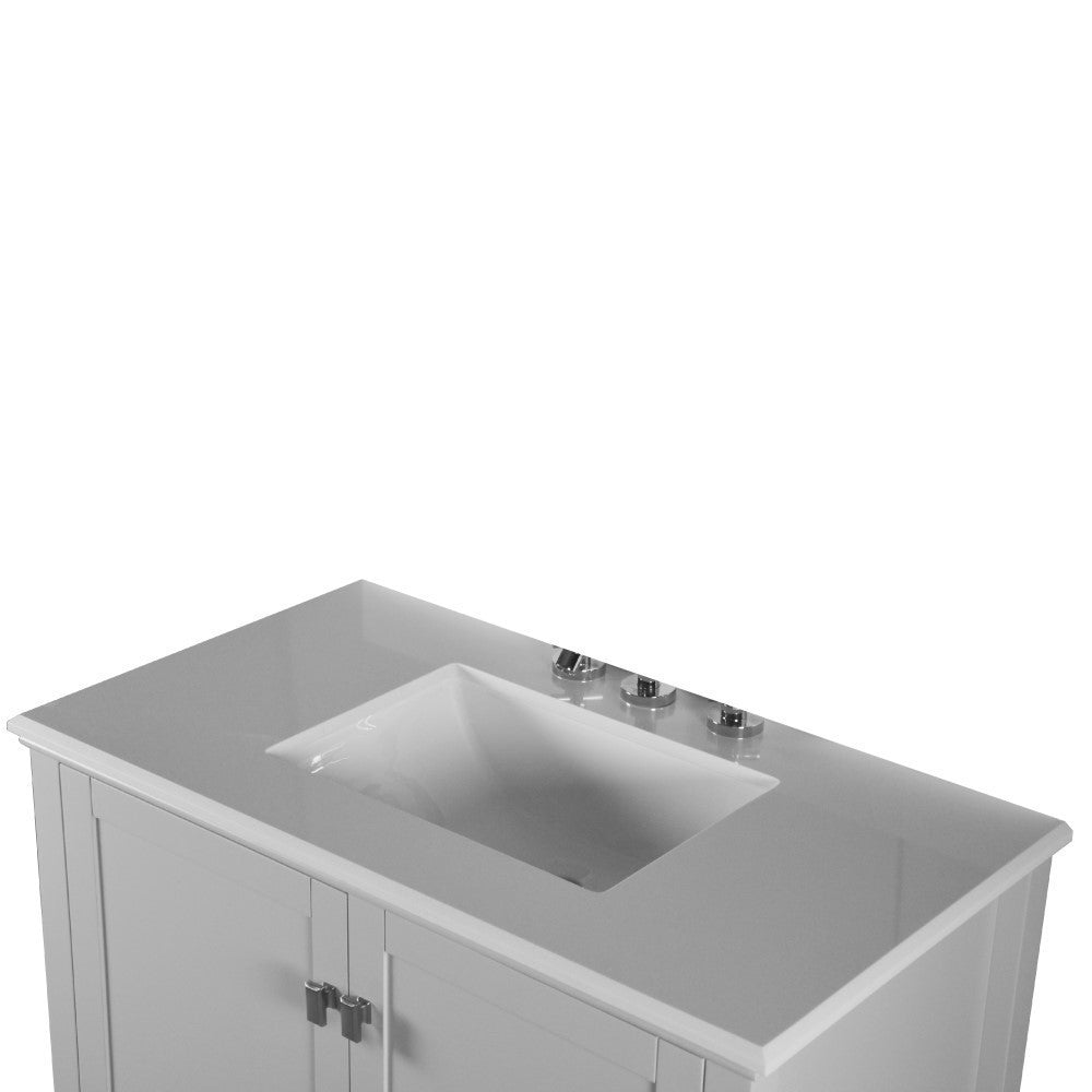 Bellaterra 37" Single Vanity with Quartz Top 800631-37-LG-WH, Gray, Top