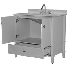 Load image into Gallery viewer, Bellaterra 37&quot; Single Vanity with Quartz Top 800631-37-LG-WH, Gray, Open