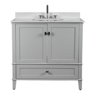 Bellaterra 37" Single Vanity with Quartz Top 800631-37-LG-WH, Gray, Front