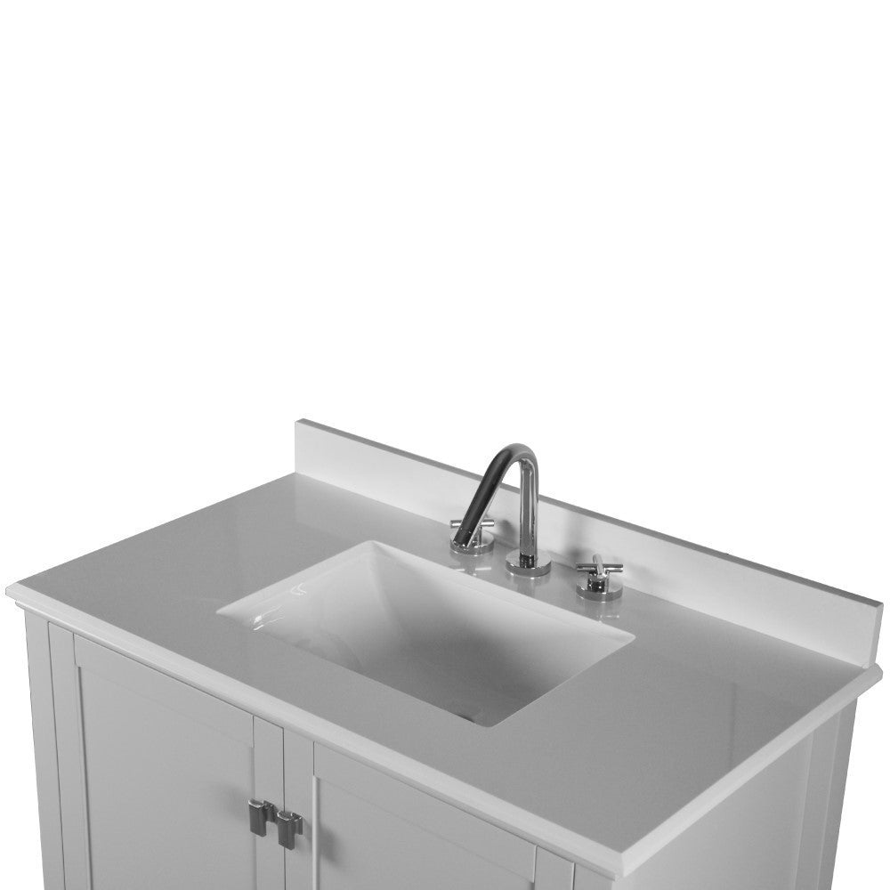 Bellaterra 37" Single Vanity with Quartz Top 800631-37-LG-WH, Gray, Top 