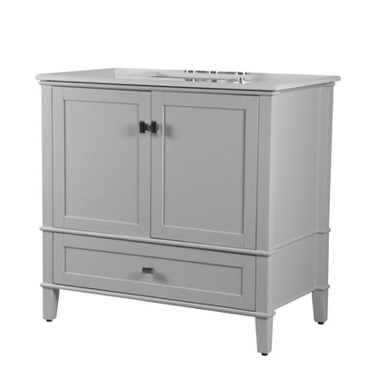 Bellaterra 37" Single Vanity with Quartz Top 800631-37-LG-WH, Gray, Front