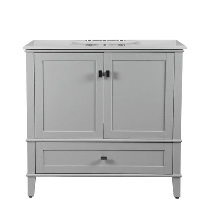 Bellaterra 37" Single Vanity with Quartz Top 800631-37-LG-WH, Gray, Front