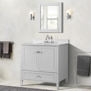 Bellaterra 37" Single Vanity with Quartz Top 800631-37-LG-WH, White, Front