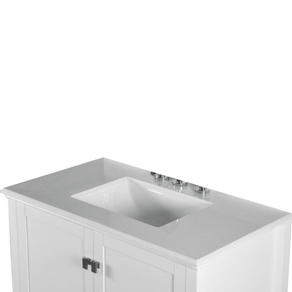 Bellaterra 37" Single Vanity with Quartz Top 800631-37-LG-WH, White, Top