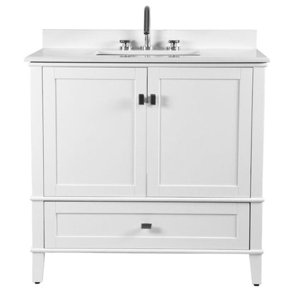 Bellaterra 37" Single Vanity with Quartz Top 800631-37-LG-WH, White, Front