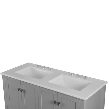 Bellaterra 49" Double Vanity with Quartz Top 800631-49D-LG-WH, Gray, Double Sink