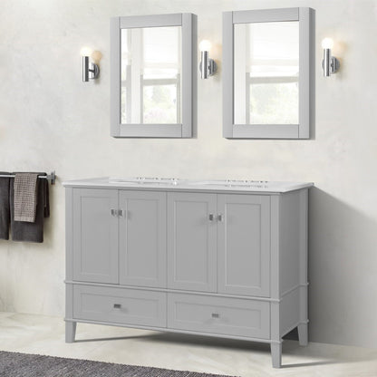 Bellaterra 49" Double Vanity with Quartz Top 800631-49D-LG-WH, Gray, Front