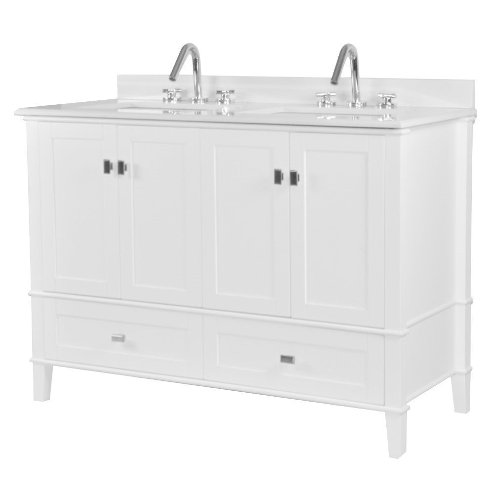 Bellaterra 49" Double Vanity with Quartz Top 800631-49D-LG-WH, White, Front