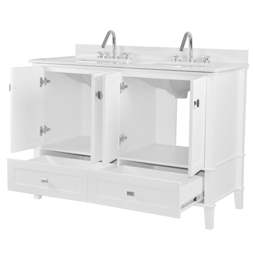 Bellaterra 49" Double Vanity with Quartz Top 800631-49D-LG-WH, White, Front