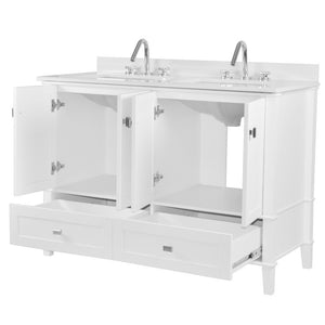 Bellaterra 49" Double Vanity with Quartz Top 800631-49D-LG-WH, White, Front