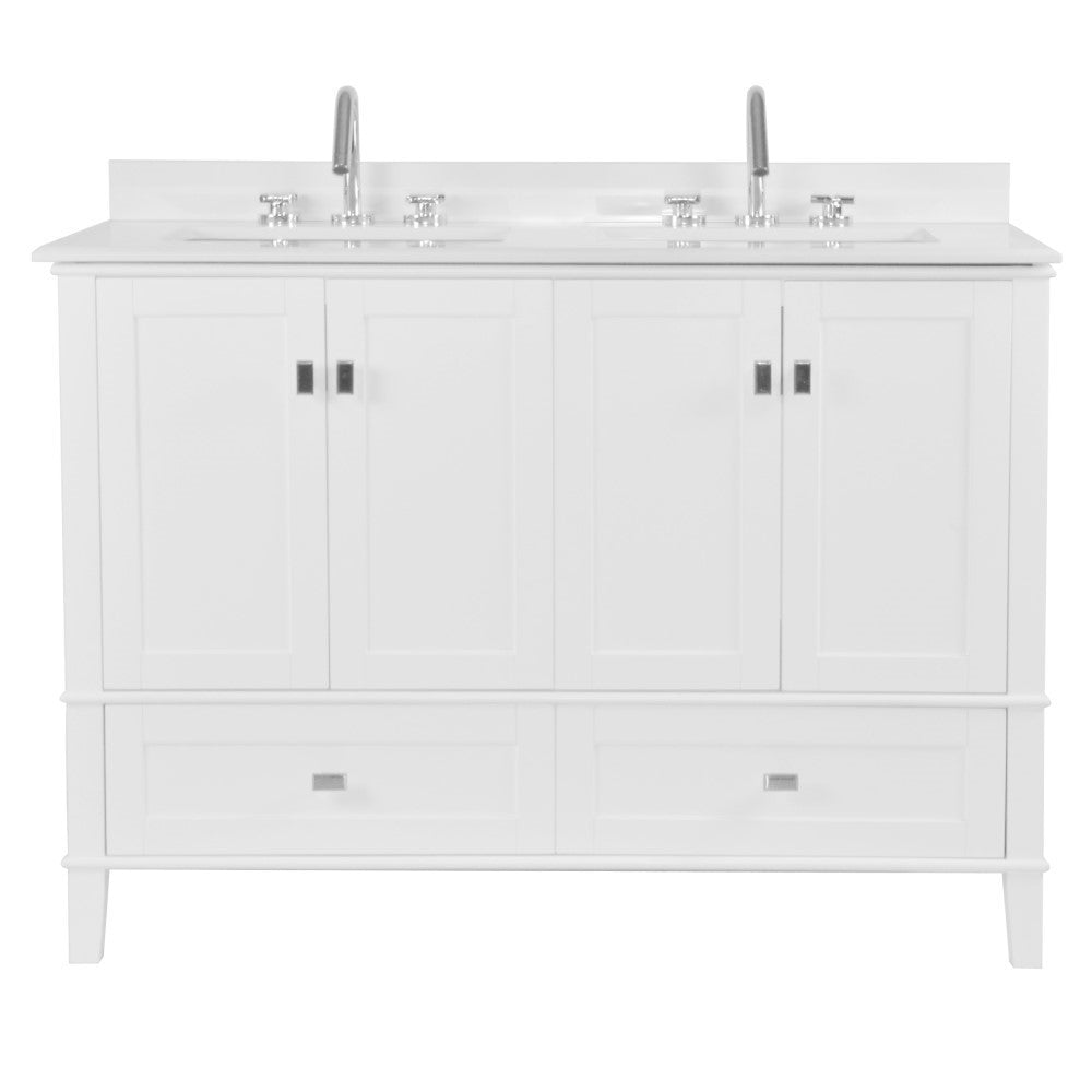 Bellaterra 49" Double Vanity with Quartz Top 800631-49D-LG-WH, White, Front