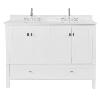 Bellaterra 49" Double Vanity with Quartz Top 800631-49D-LG-WH, White, Front