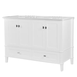 Bellaterra 49" Double Vanity with Quartz Top 800631-49D-LG-WH, White, Front 