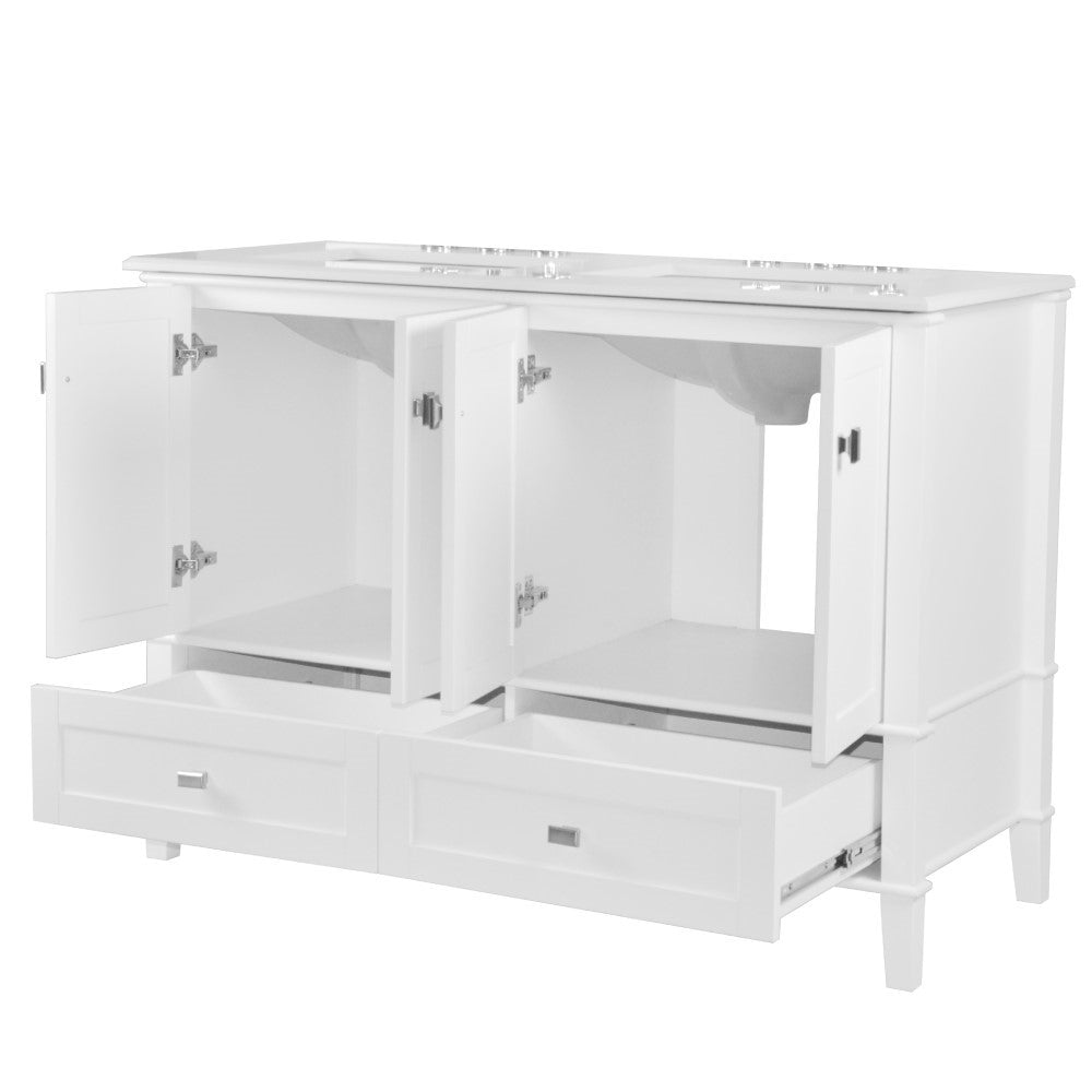 Bellaterra 49" Double Vanity with Quartz Top 800631-49D-LG-WH, White, Open