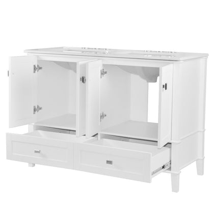 Bellaterra 49" Double Vanity with Quartz Top 800631-49D-LG-WH, White, Open