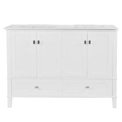 Bellaterra 49" Double Vanity with Quartz Top 800631-49D-LG-WH, White, Front