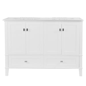 Bellaterra 49" Double Vanity with Quartz Top 800631-49D-LG-WH, White, Front