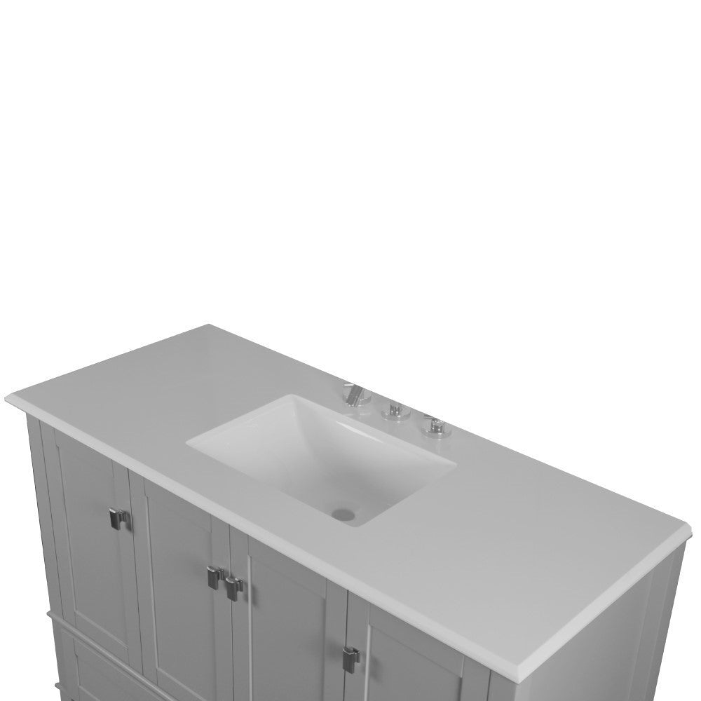 Bellaterra 49" Single Vanity with Quartz Top 800631-49S-LG-WH, Gray, Basin