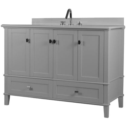 Bellaterra 49" Single Vanity with Quartz Top 800631-49S-LG-WH, Gray, Front