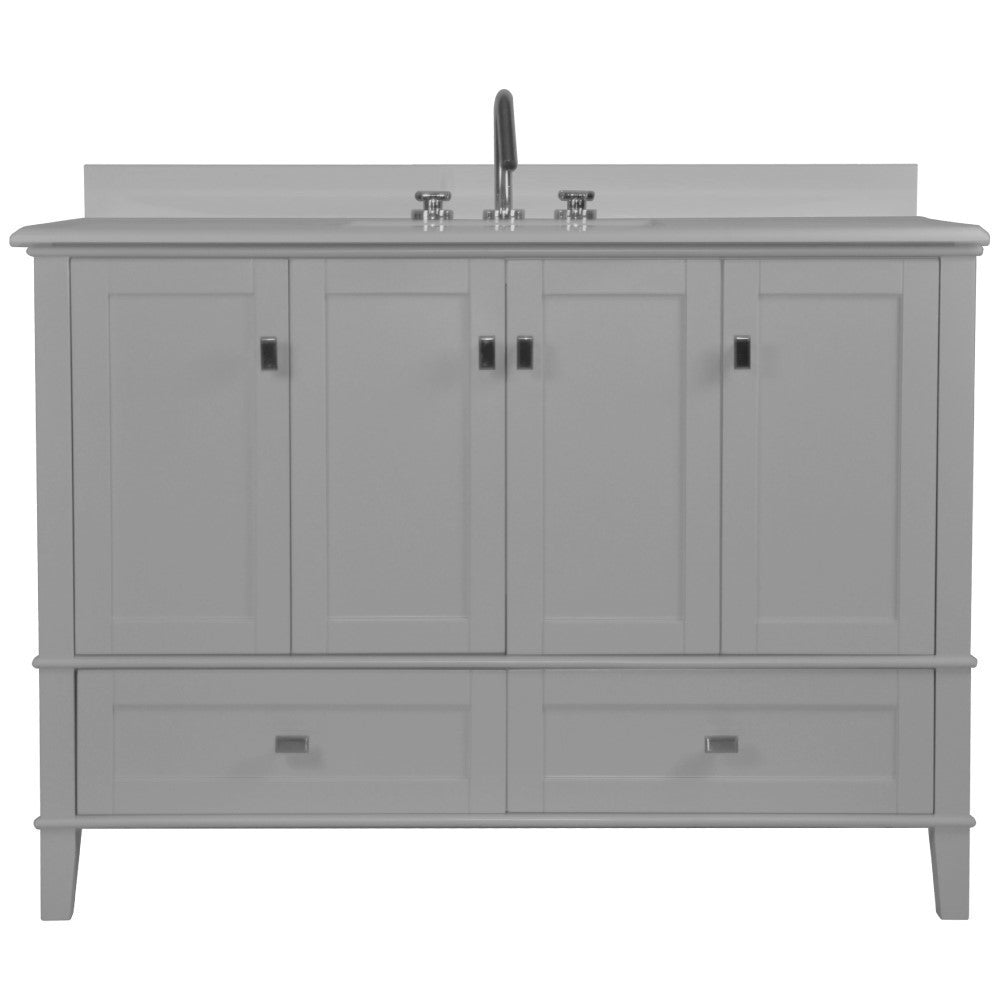 Bellaterra 49" Single Vanity with Quartz Top 800631-49S-LG-WH, Gray, Front